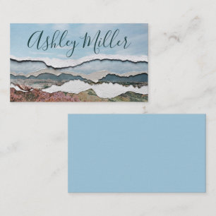 Blank Watercolor and Torn Paper Business Card