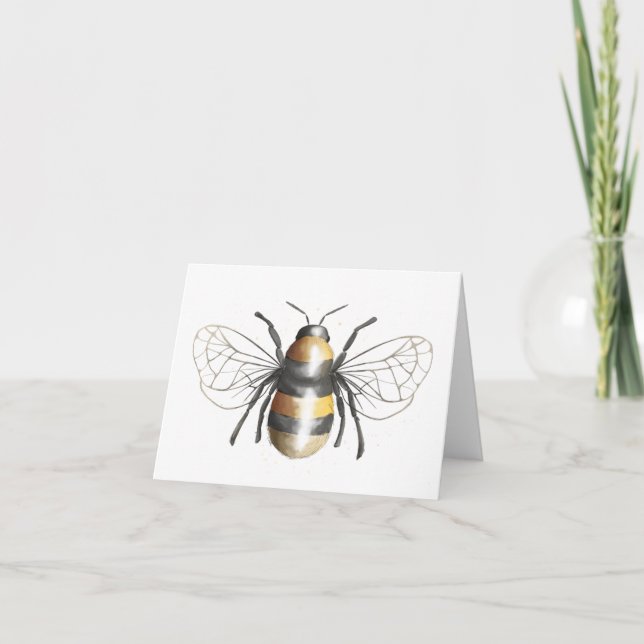 Blank Watercolor Bumble Bee Greeting Card (Front)