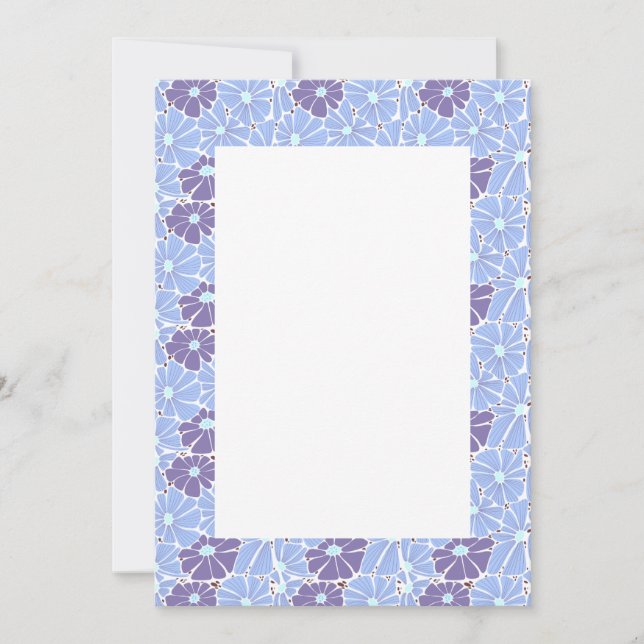 Blank Wedding Invitation - blue daisy (Front)