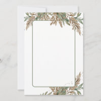 Blank Wedding Invitation -green and brown foliage