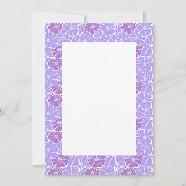 Blank Wedding Invitation - purple daisy (Front)