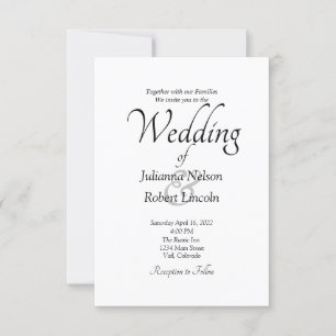 Blank white custom wedding invitation