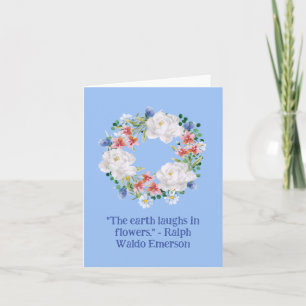 Blank White Flower Elegant Rustic Wreath Card