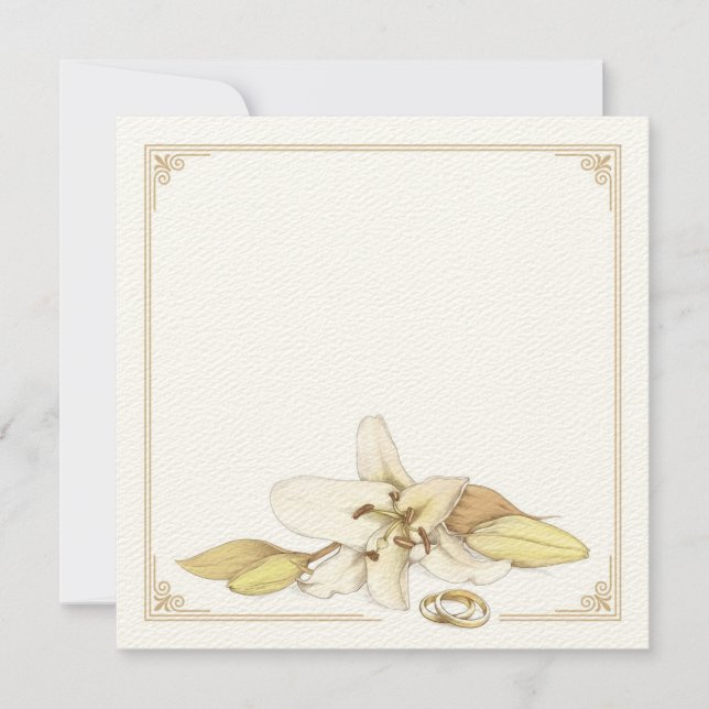 Blank White Lily Wedding Invitation (Front)