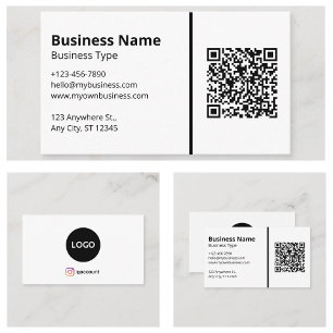 Blank White Your Logo QR Code Social Media Business Card