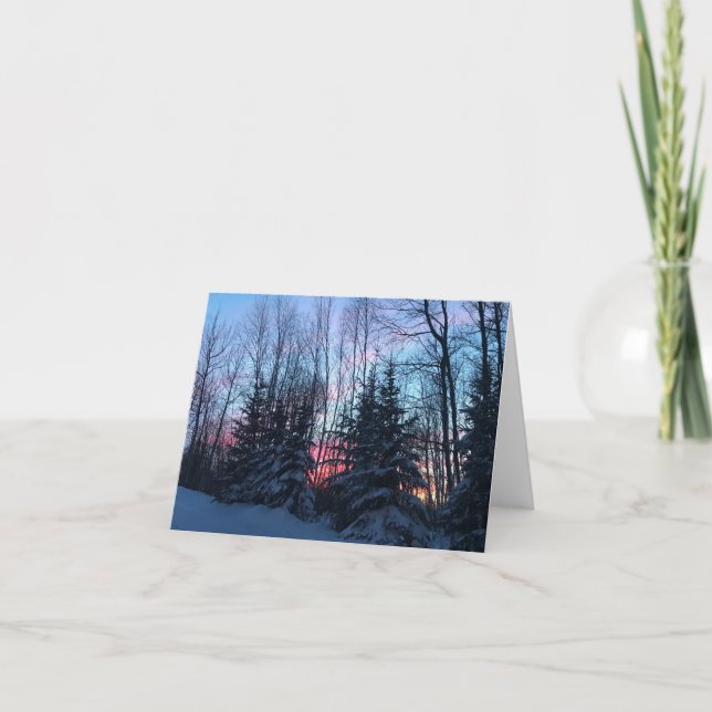 Blank Winter Sunset Sunrise Thank You Card (Front)