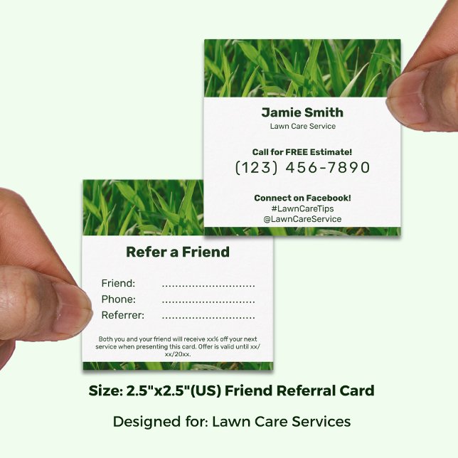 Blank, Writable Version, Editable Lawn Care  Referral Card (Blank, Writable Version, Editable Lawn Care Referral Card; Size: 2.5 x 2.5 Inch)