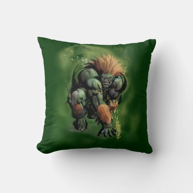 Blanka Crouch Throw Pillow (Front)