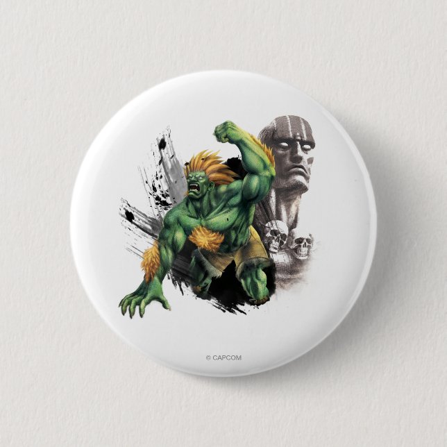 Blanka Vs. Dhalsim 2 Inch Round Button (Front)