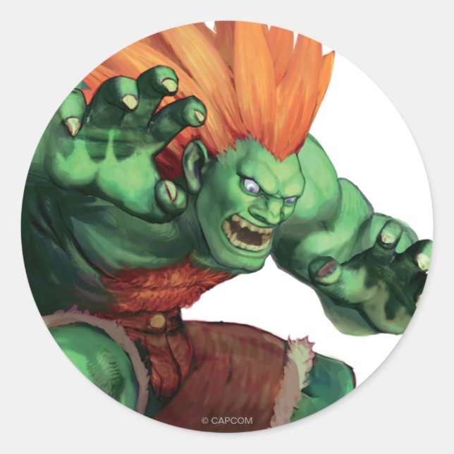 Blanka With Hands Raised Classic Round Sticker (Front)