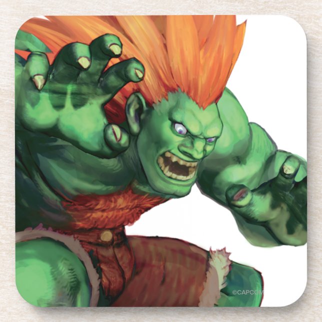 Blanka With Hands Raised Coaster (Front)