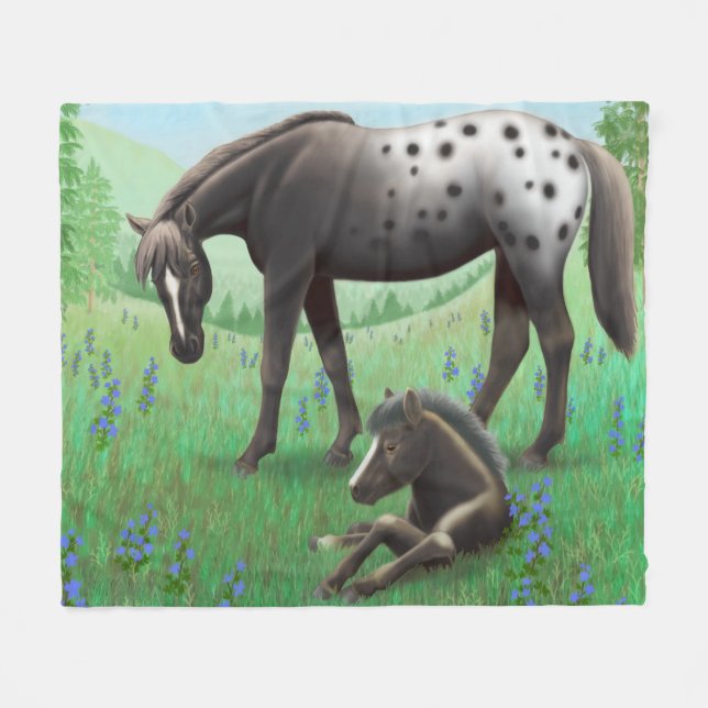 Blanket Appaloosa Horse and Foal Fleece Blanket (Front (Horizontal))