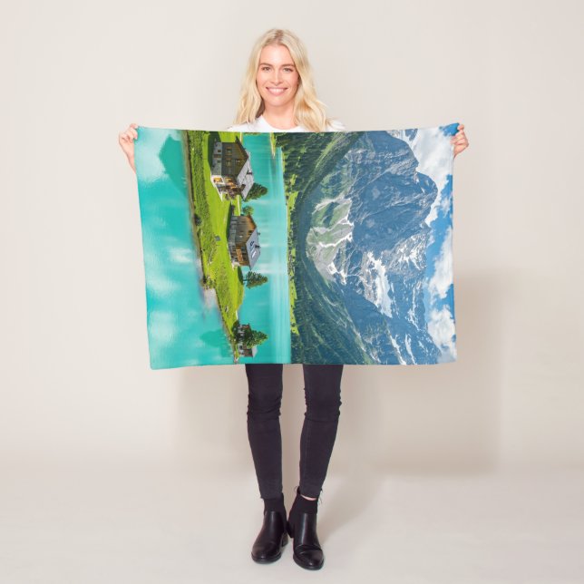 "Blanket Bliss: Escape to an Alpine Paradise" Fleece Blanket (In Situ)