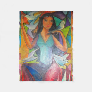 Blanket Colourful Stained Glass Graceful Madonna