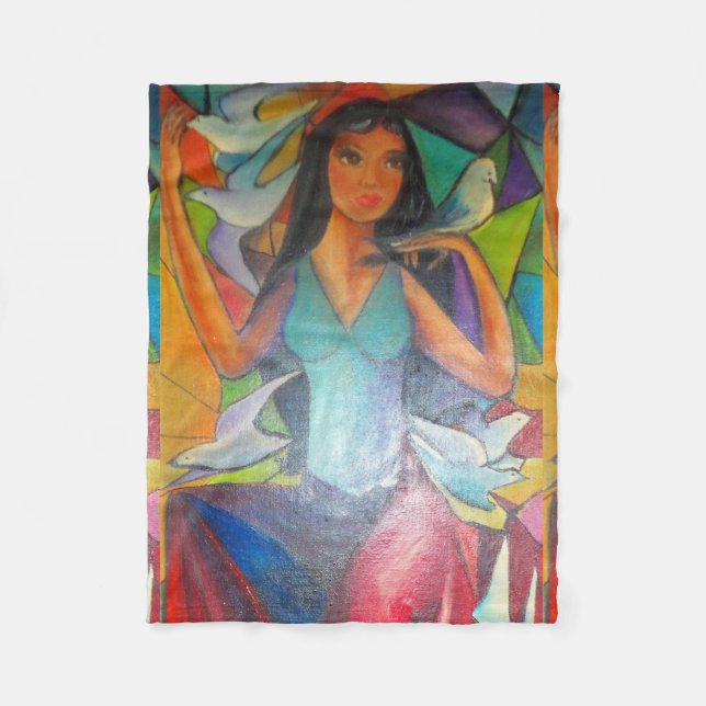 Blanket Colourful Stained Glass Graceful Madonna (Front)