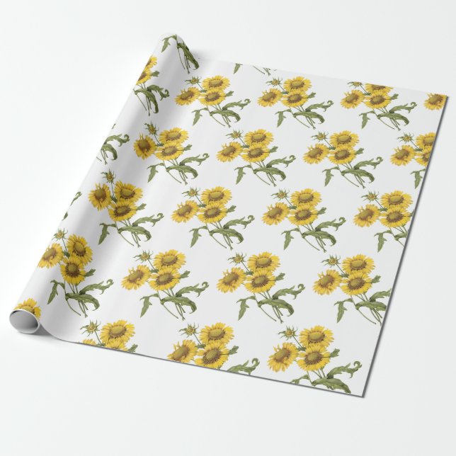 Blanket Flower Pattern Wrapping Paper (Unrolled)