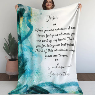Blanket for Bestfriend with Custom Message (teal)