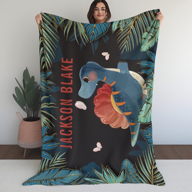 Blanket for Boys with Dinosaur and Golden Foliage (Blanket for Boys with Dinosaur and Golden Foliage)
