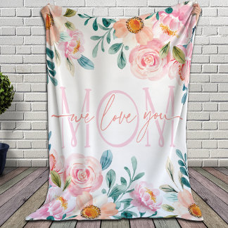 Blanket for Mom Pink Peony Flowers | We Love You