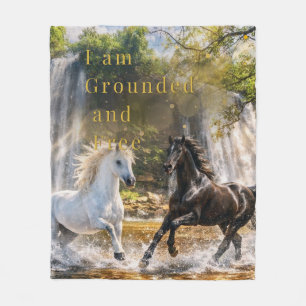 Blanket “I Am Grounded and Free” Horse Waterfall