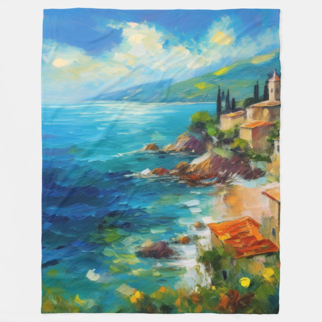 Blanket Mediterranean Beach Coastal Italy Art  (Front)