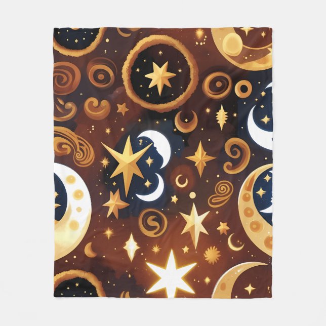 Blankets – Golden Ochre Celestial Moon Pattern (Front)