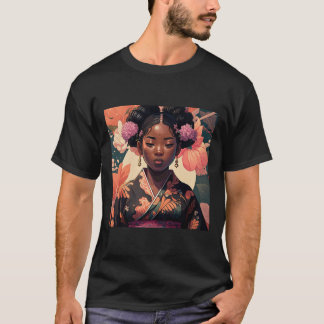Blasian girl in Kimono T-Shirt