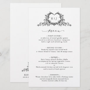 Blason de calligraphie minimaliste Monogramme Menu