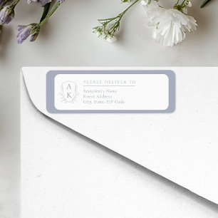 Blason de mariage monogramme bleu adresse de retou
