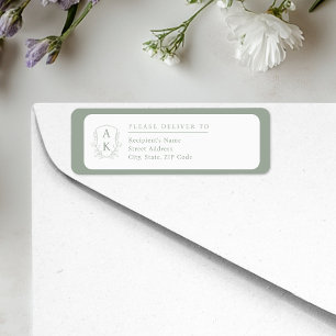 Blason de mariage Monogramme Vert Sauge Adresse de