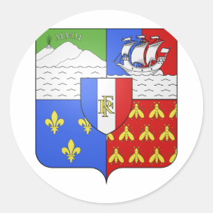 Blason Réunion Coat of Arms Classic Round Sticker