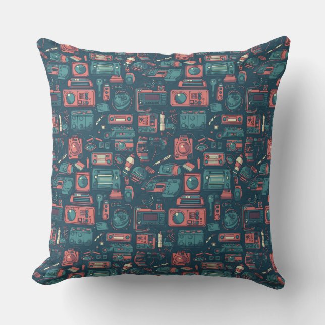 Blast From the Past: 80's Tech Throw Pillow (Front)