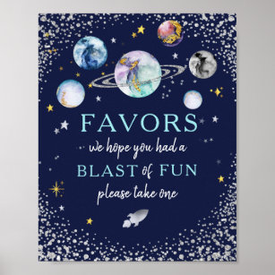 Blast Of Fun Space Galaxy Favors Birthday Poster