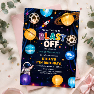 Blast Off 2nd Birthday Invitation for Boys
