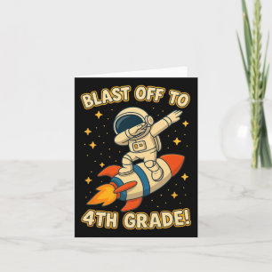 Blast Off 4th Grade Rocket Dab Space Cool School V Card