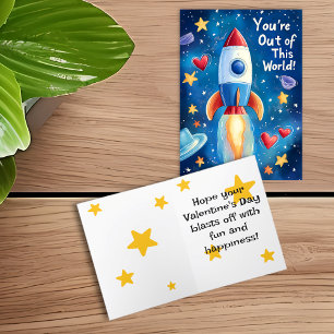 Blast Off Classroom Valentine's Day Card