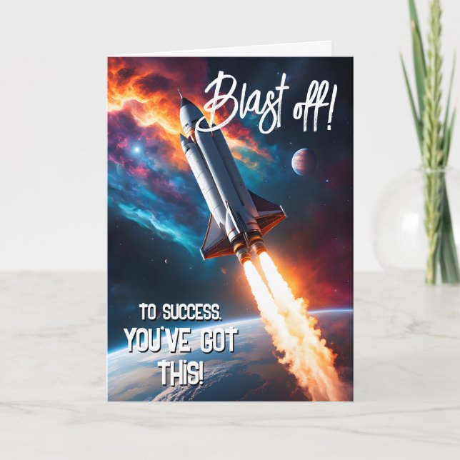 blast off Good Luck in your exams GCSE ALevel SAT Card (Front)