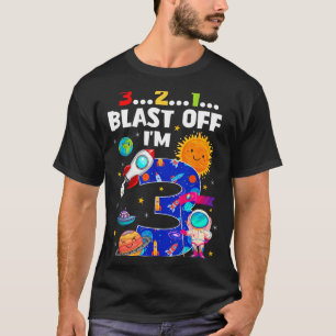 Blast Off I'm 3 Years Old 3rd Birthday Spaceship A T-Shirt