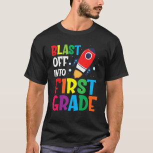 Blast Off Into 1st Grade First Day Of School Kids T-Shirt