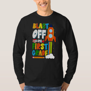 Blast Off Into 1st Grade First Day Of School Kids  T-Shirt