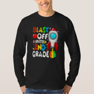 Blast Off Into 2nd Grade Back To School First Day T-Shirt