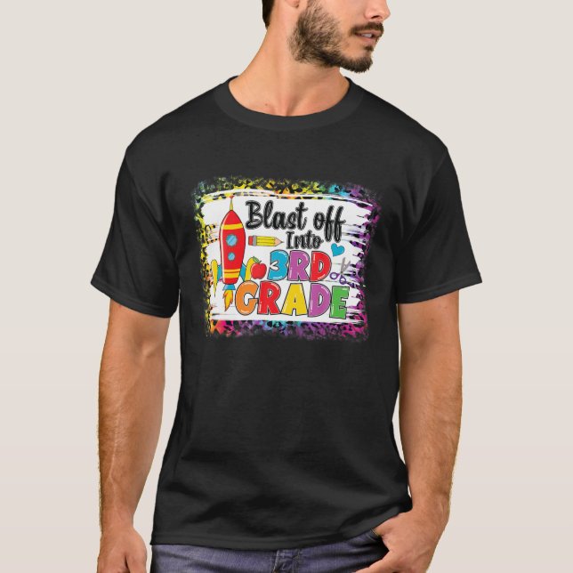 Blast Off Into 3Rd Grade Rocket Leopard Back To Sc T-Shirt (Front)