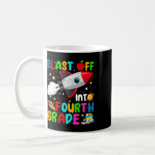 Blast Off Into 4th Grade Rocket Outer Space Back T Coffee Mug