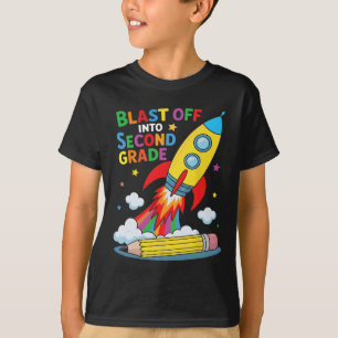 Blast Off Into Second Grade First Day Of School  T-Shirt