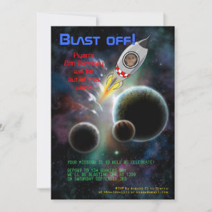 Blast Off ! Invitation à Rocket Anniversaire