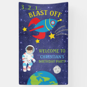 Blast Off Outer Space Birthday Banner
