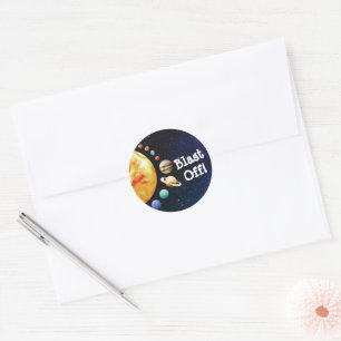 Blast Off Outer Space Birthday Envelope Seals