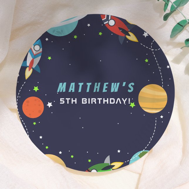 Blast Off! Outer Space Birthday Party Paper Plate (Creator Uploaded)