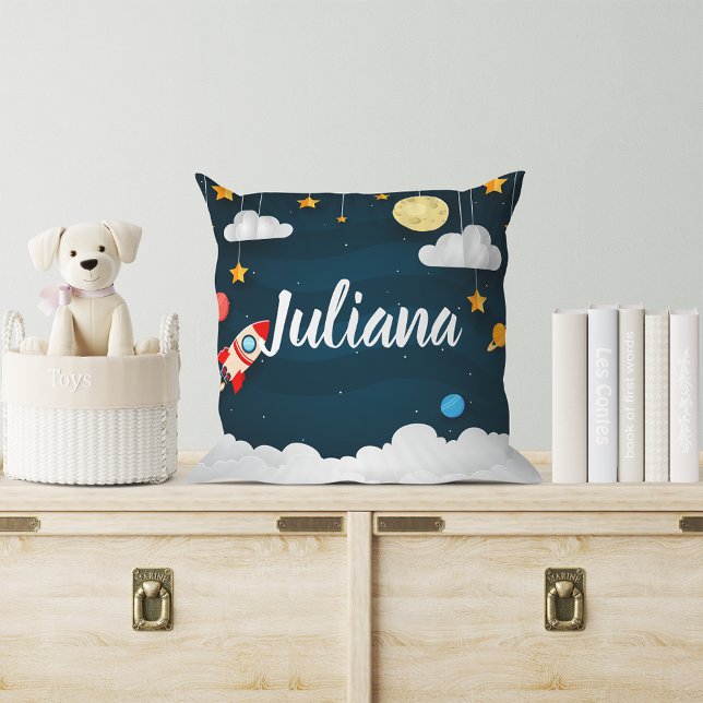 Blast Off | Personalized Outer Space Throw Pillow (Creator Uploaded)