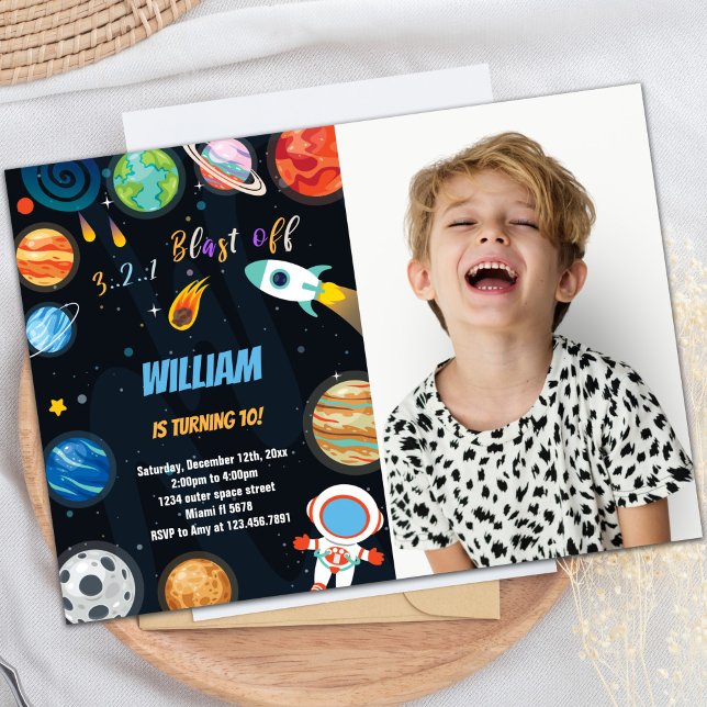 Blast Off Rocket Outer Space Birthday Invitation (Blast Off Rocket Outer Space Birthday Invitations)